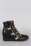 Liliana Triple Buckled High Top Wedge Sneaker