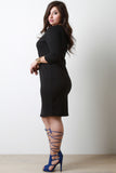 Crisscross V-Neck Quarter Sleeves Midi Dress