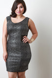 Metallic Glitter Striped Mesh Waist Dress