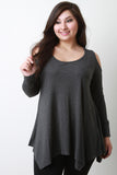 Long Sleeve Cold Shoulder Handkerchief Top