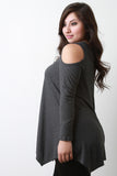 Long Sleeve Cold Shoulder Handkerchief Top