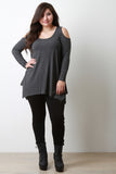 Long Sleeve Cold Shoulder Handkerchief Top