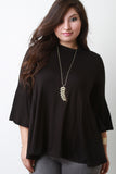 Bell Sleeves Mock Neck Keyhole Top