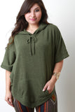 Hooded Pointed Knit Poncho Top