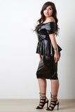 Shiny Vegan Leather Bodycon Peplum Dress