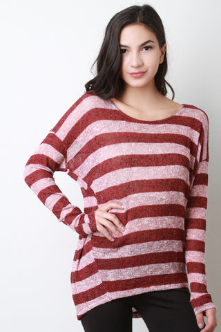 Loose Knit Striped Long Sleeve Top