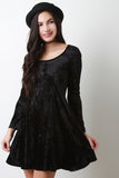 Velvet Long Sleeve Skater Dress