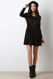 Velvet Long Sleeve Skater Dress