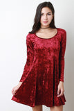 Velvet Long Sleeve Skater Dress