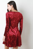 Velvet Long Sleeve Skater Dress