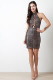 Metallic Corset Lace Mock Neck Dress