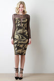 Metallic Brush Strokes Mesh Sweetheart Dress