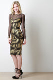 Metallic Brush Strokes Mesh Sweetheart Dress