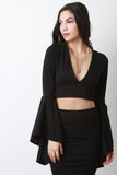 Bell Sleeves V-Neck Crop Top