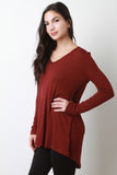 Vertical Ribbed V-Neck Top