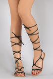 Qupid Strappy Gladiator Open Toe Flat Sandal