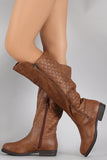 Quilted Zipper Riding Knee High Boots