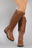 Quilted Zipper Riding Knee High Boots