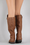 Quilted Zipper Riding Knee High Boots