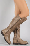 Quilted Zipper Riding Knee High Boots