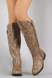 Quilted Zipper Riding Knee High Boots