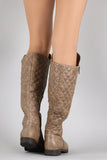 Quilted Zipper Riding Knee High Boots