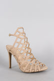 Wild Diva Lounge Caged Peep Toe Stiletto Heel