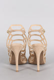 Wild Diva Lounge Caged Peep Toe Stiletto Heel