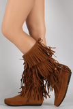 Bow Bead Fringe Moccasin Flat Boots