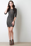 Lace Up Diamond Mesh Mini Dress