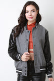 Sequin Sleeves Wool Letterman Jacket