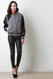 Sequin Sleeves Wool Letterman Jacket