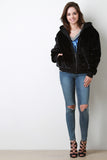 Faux Fur Jersey Hoodie Jacket