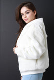 Faux Fur Jersey Hoodie Jacket