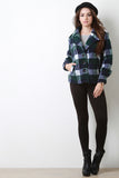 Plaid Fleece Button Up Jacket