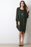 Melange Knit Dolman Relaxed Fit Midi Dress