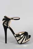 Anne Michelle Suede Striped Stiletto Platform Heel