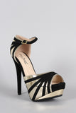 Anne Michelle Suede Striped Stiletto Platform Heel