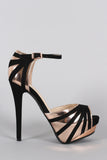 Anne Michelle Suede Striped Stiletto Platform Heel