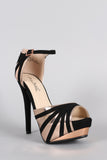 Anne Michelle Suede Striped Stiletto Platform Heel