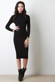 Mock Neckline Bodycon Midi Dress