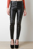 Vegan Leather Zipper Knees Pants