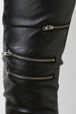 Vegan Leather Zipper Knees Pants