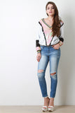 Stone Wash Knee Cutout Denim Jeans