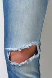Stone Wash Knee Cutout Denim Jeans