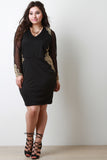 Metallic Lace Mesh Sleeve Dress