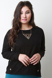 Slanted Buttons Knit Top