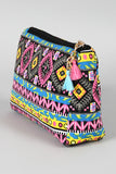 Multicolor Pattern Canvas Zipper Pouch